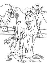 coloriage spirit et l indien dans la boue